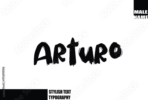 Fotografia Baby Boy Name In Bold Grunge And Rough Brush Text Typography Arturo