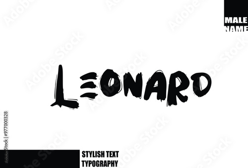 Quadro su tela Leonard Baby Boy Name In Bold Grunge And Rough Brush Text Typography