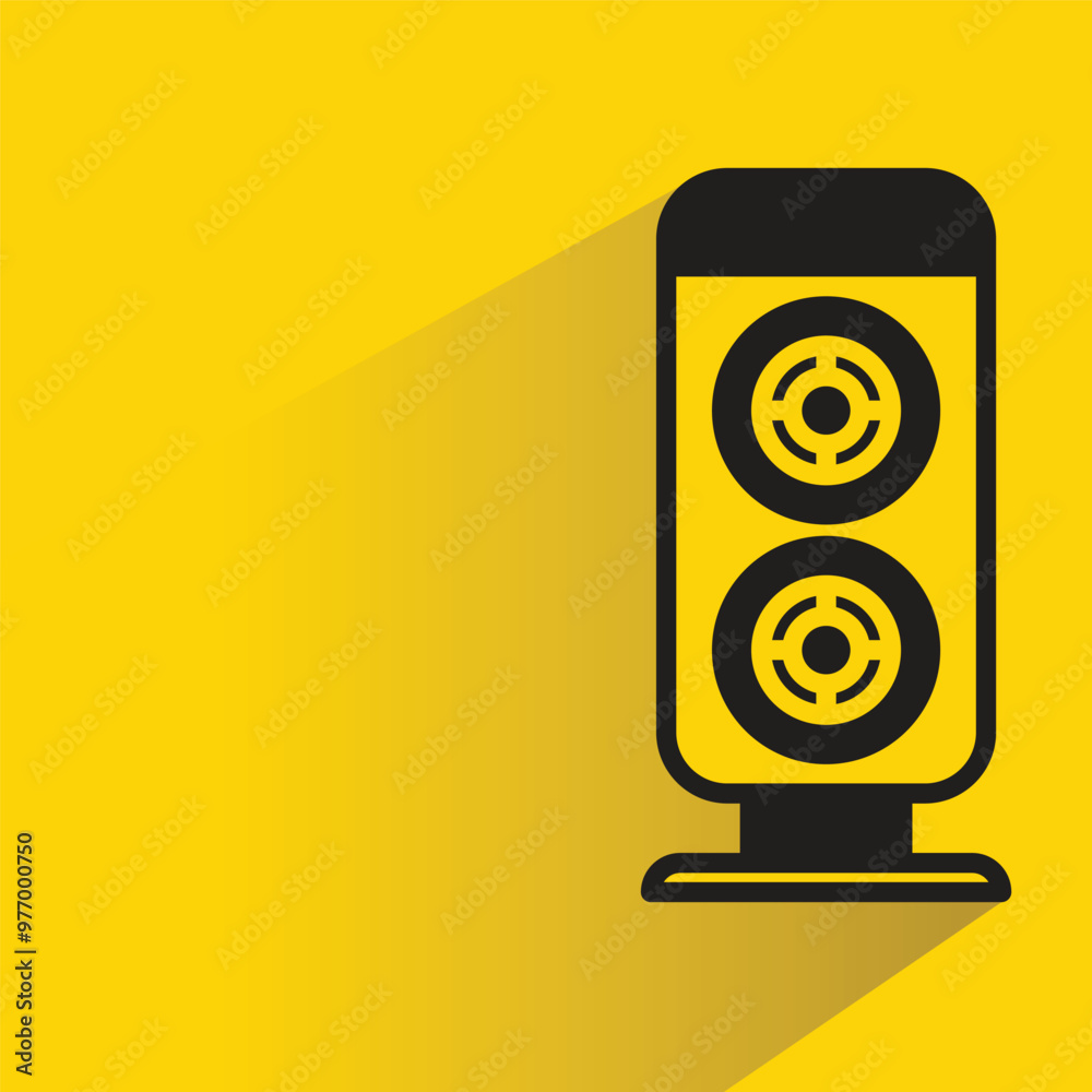 audio loudspeaker icon with drop shadow on yellow background audio loudspeaker icon with drop shadow on yellow background