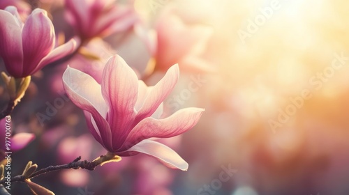 Pink Magnolia Blossom in the Sunlight