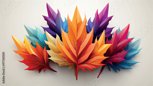 Colorful autumn bouquet on a white background isolate. Bright multi-colored autumn maple leaves composition. Art leaves pattern. Leaf pattern background design. Autumn fallen leaves illustration.
