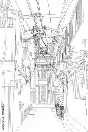 japanese street outline
