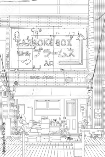 Photography japanese street outline