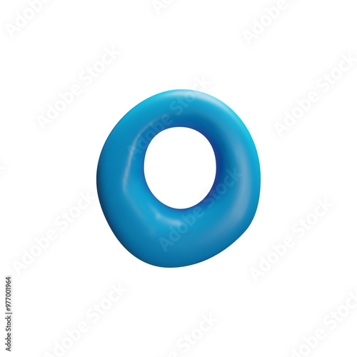 Vector 3D illustration of the English letter o on an isolated background.