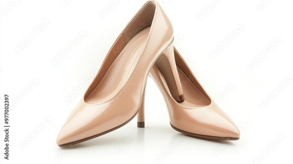 Beige High Heels on White Background Beige High Heels on White Background