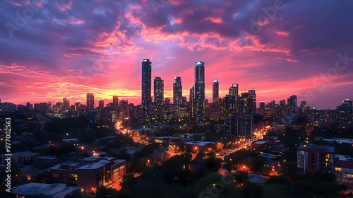 A vibrant sunset paints the...