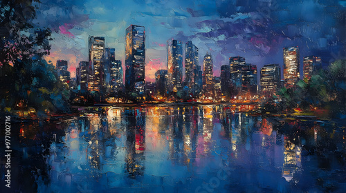 A vibrant, colorful paintin...