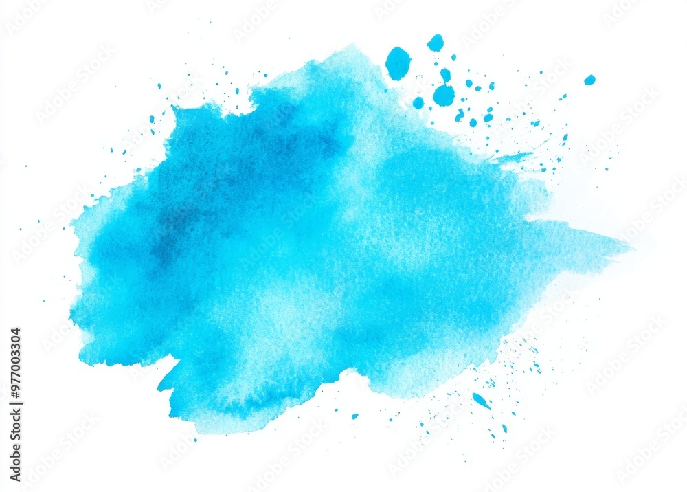 An abstract background painted with watercolor splashes and ink texture brushes in turquoise and green on a white background An abstract background painted with watercolor splashes and ink texture brushes in turquoise and green on a white background