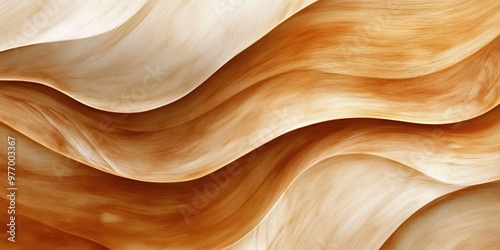 Flowing abstract wood texture in warm, earthy tones, featuring smooth, wavy lines and gradients that create a soft, organic and natural appearance ideal for backgrounds or artistic design