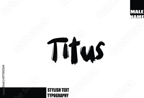 Titus Baby Boy Name In Bold Grunge And Rough Brush Text Typography