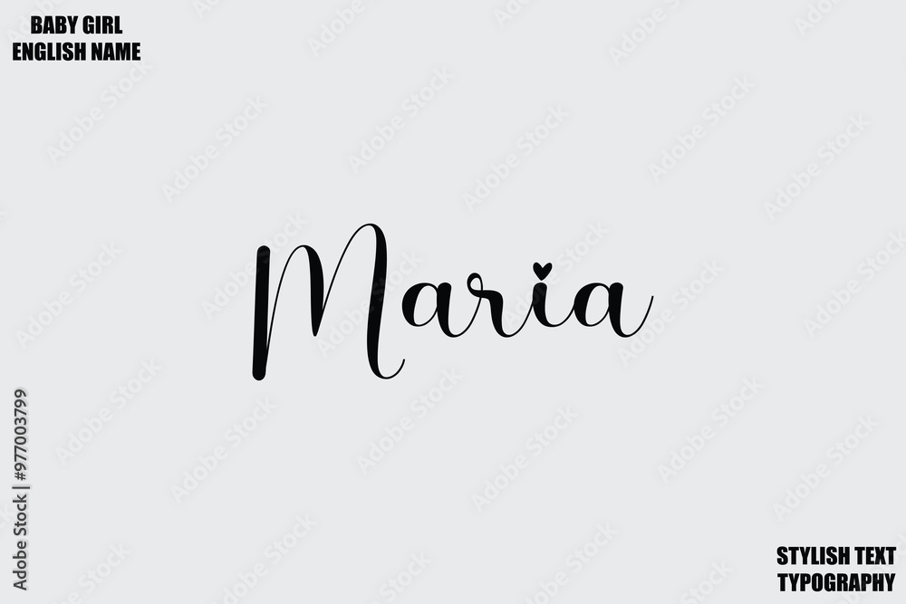 Fototapeta premium Maria Woman's Name Hand Drawn Lettering Vector Cursive Text Typography 