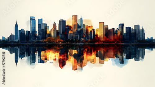 A watercolor cityscape with...
