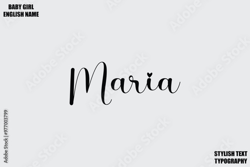 Maria Woman's Name Hand Drawn Lettering Vector Cursive Text Typography  