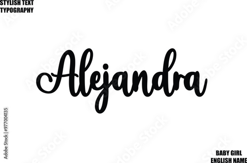 Woman's Name Hand Drawn Lettering Vector Cursive Text Typography   Alejandra photo