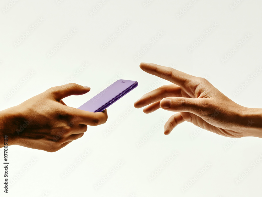 Close-Up of Hands Passing a Smartphone, Symbolizing Digital Connectivity and Technology Exchange Close-Up of Hands Passing a Smartphone, Symbolizing Digital Connectivity and Technology Exchange