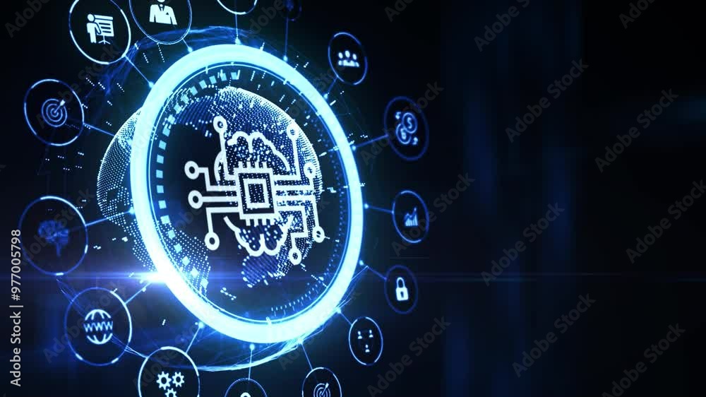 Artificial intelligence (AI), machine learning and modern computer technologies concepts. Artificial intelligence (AI), machine learning and modern computer technologies concepts.