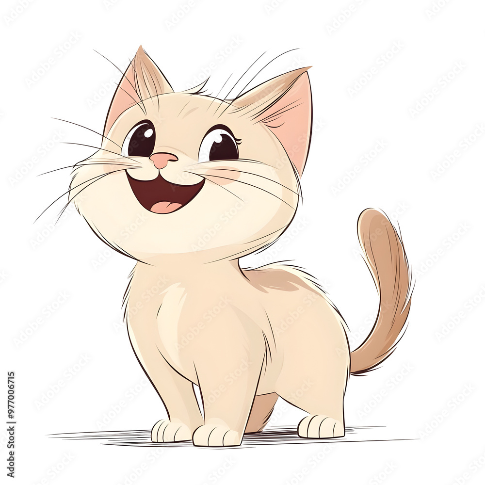 Playful Persian Cat Portrait with Wagging Tail in Pastel Tones Playful Persian Cat Portrait with Wagging Tail in Pastel Tones