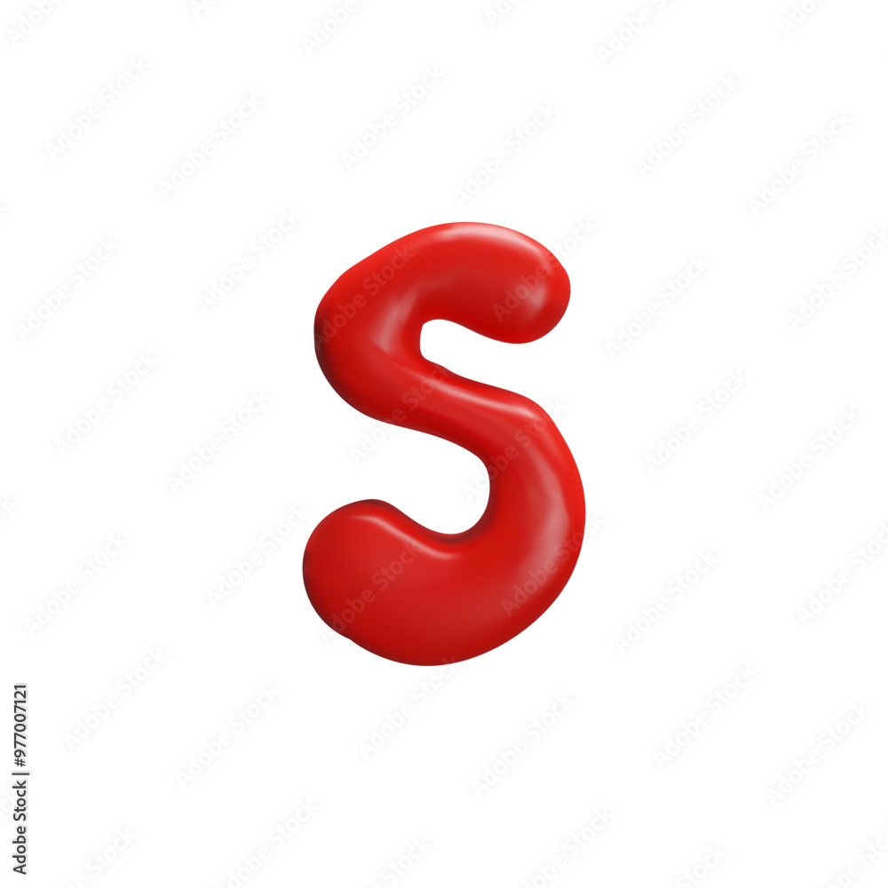 Realistic glossy red S capital letter English alphabet 3D icon, vector volume typographic font symbol plasticine texture Realistic glossy red S capital letter English alphabet 3D icon, vector volume typographic font symbol plasticine texture