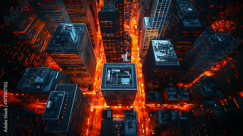 Aerial view of a city at ni...