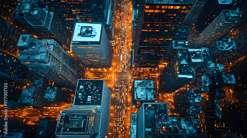 Aerial view of a city at ni...