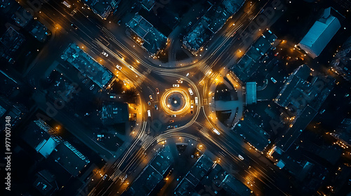 Aerial view of a city round...