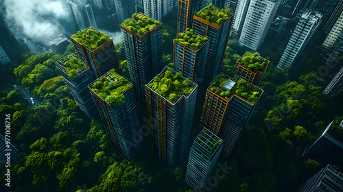 Aerial view of a city with ...