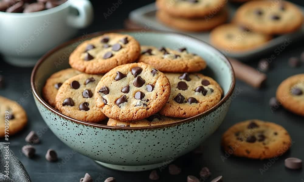 Chocolate Chip Cookies in Bowl Chocolate Chip Cookies in Bowl