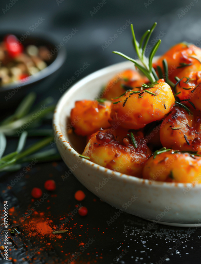 Tapas with bold background, vibrant food presentation