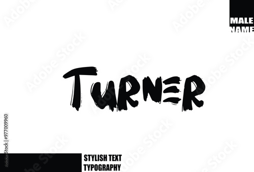 Bold Grunge And Rough Brush Text Typography Of Baby Boy Name Turner.