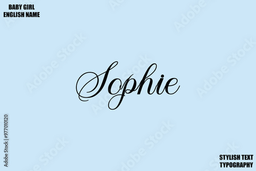 Woman's Name Hand Drawn Lettering Vector Cursive Text Typography  Sophie.