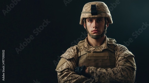 Soldier in Uniform with Crossed Arms