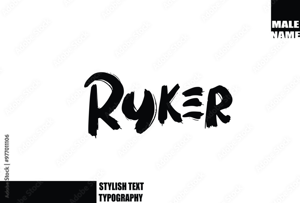 Fototapeta premium Ryker Baby Boy Name In Bold Grunge And Rough Typography Brush Text
