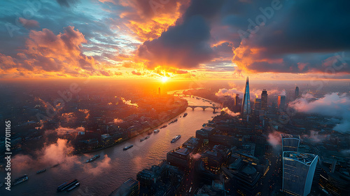 Aerial view of London skyli...