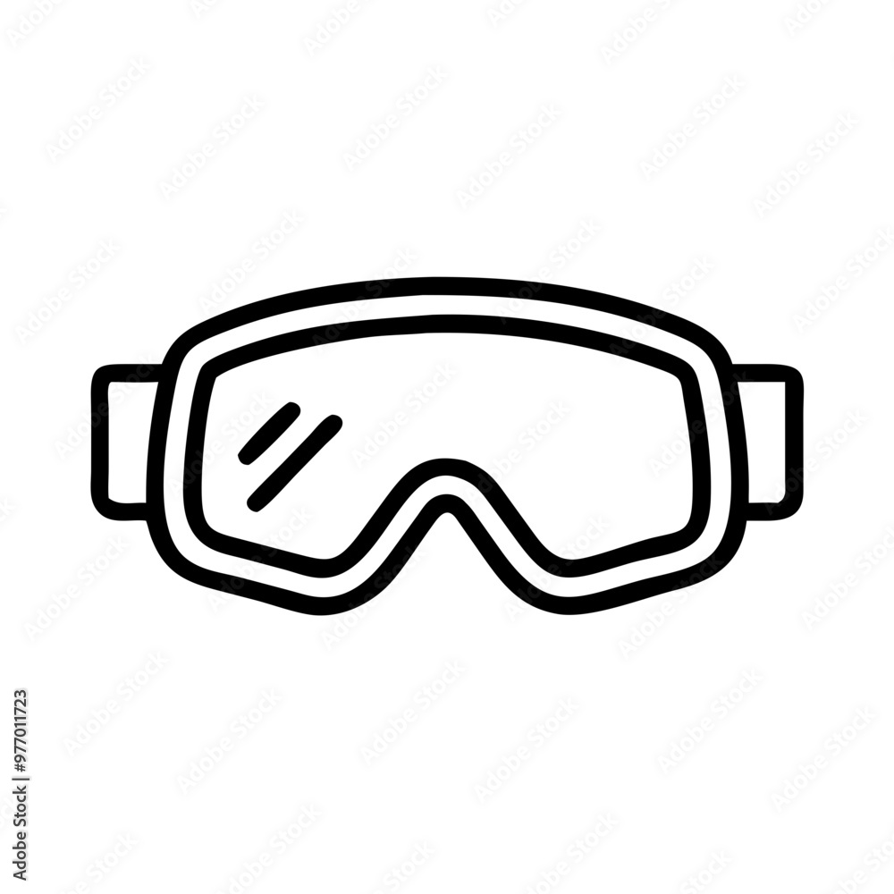Ski goggles icon, black and white, winter sports accessory Ski goggles icon, black and white, winter sports accessory