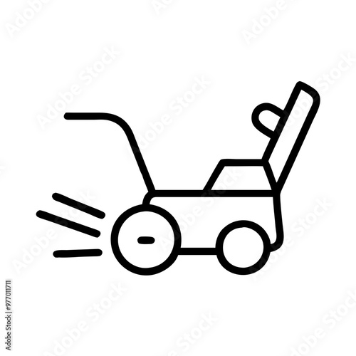 Snow blower icon, black and white, winter tool design