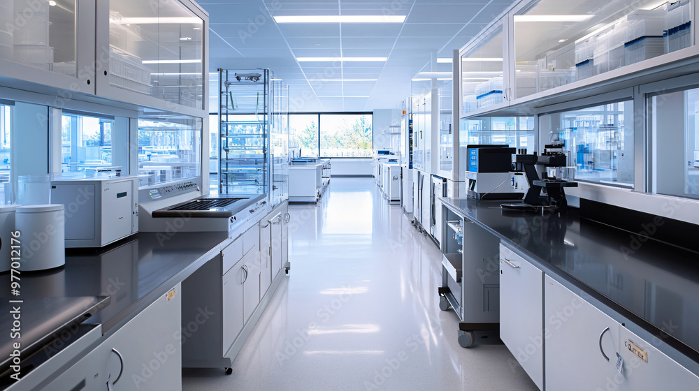 A cutting-edge research lab with high-tech features and modular components. A cutting-edge research lab with high-tech features and modular components.