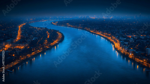 An aerial view of a city at...