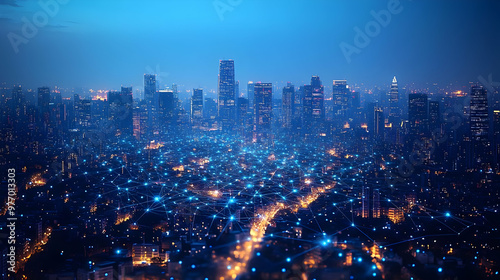 An aerial view of a city at...