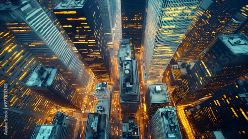 An aerial view of a city at...