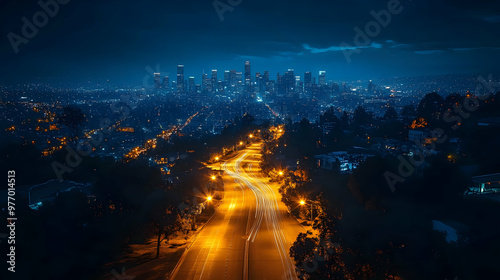 An aerial view of a city sk...