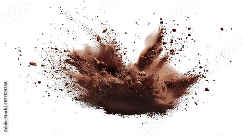 Chocolate Powder Explosion on White Background
