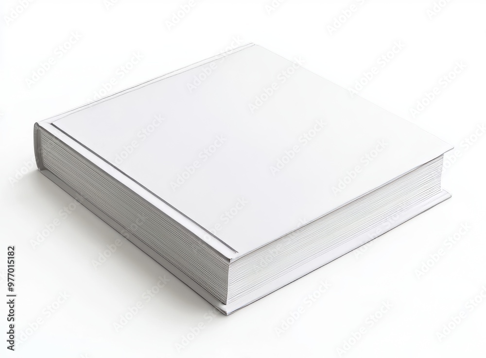 Floating white 3D rendering of a blank hardcover book Floating white 3D rendering of a blank hardcover book