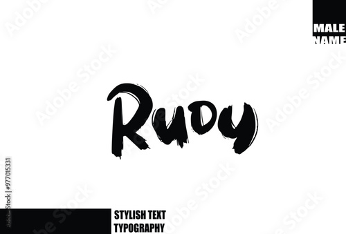 Bold Grunge And Rough Brush Text Typography Of Baby Boy Name Rudy