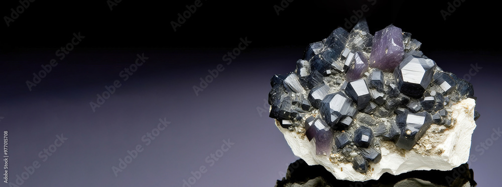 Ullmannite is rare precious natural geological stone on gradient background in low key, isolate. AI generated. Ullmannite is rare precious natural geological stone on gradient background in low key, isolate. AI generated.