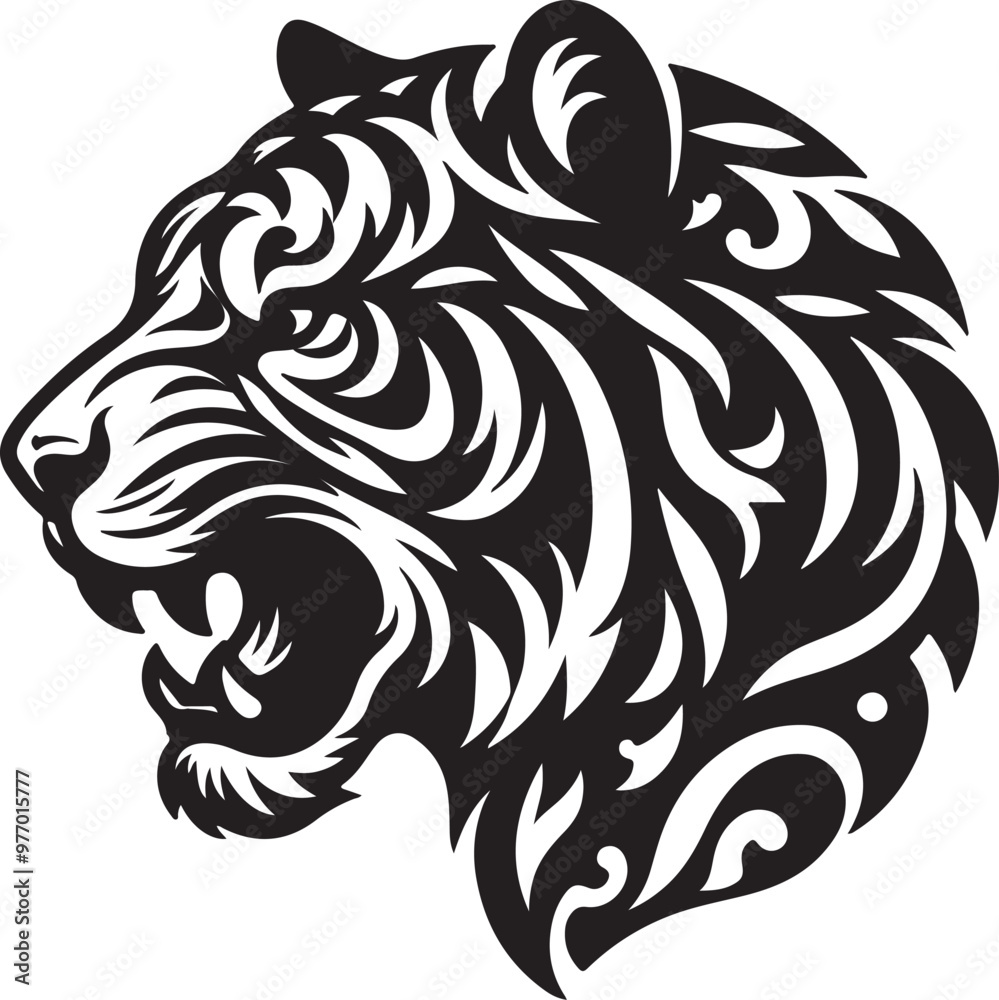 Tiger head silhoutte vector art illustration Tiger head silhoutte vector art illustration