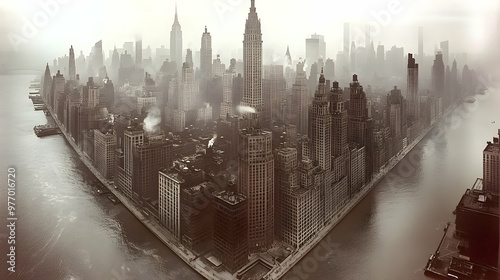 An aerial view of a city sk...