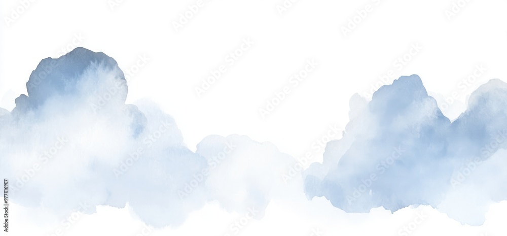 Detailed abstract cloud design with watercolor background