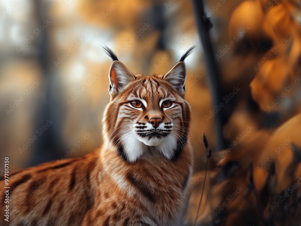 Bobcat, Lynx Rufus, Wild Cat in Temperate Forest Habitat Bobcat, Lynx Rufus, Wild Cat in Temperate Forest Habitat
