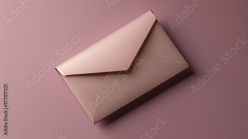 luxurious envelope mockup with golden foil accent on pink background