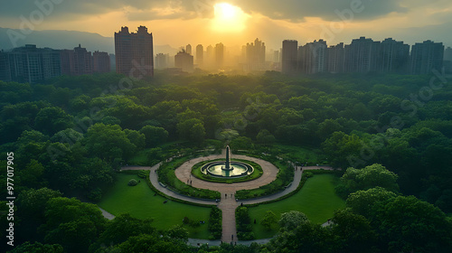 An aerial view of a large c...